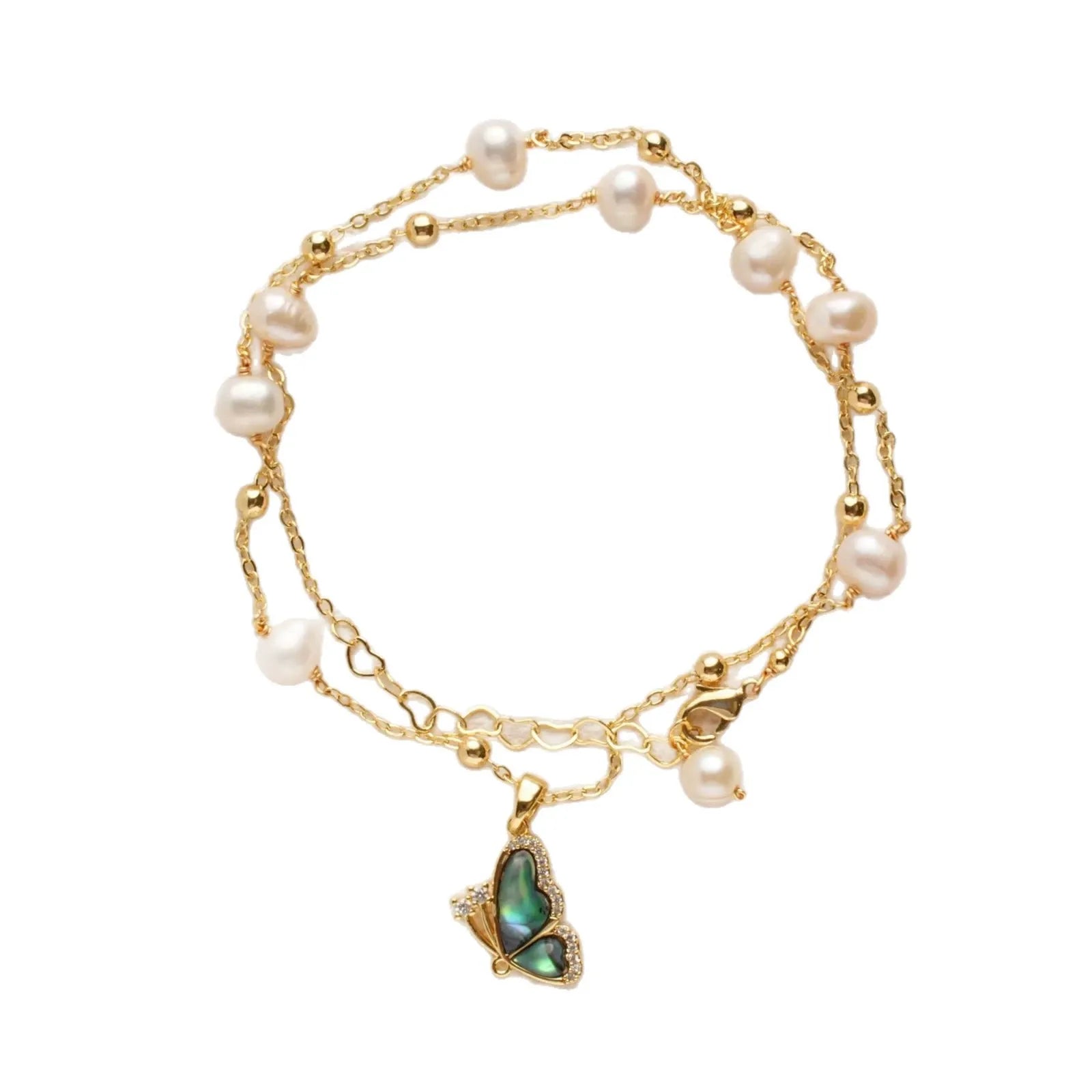 Butterfly Pearl Dangle Necklace