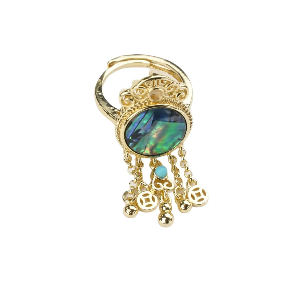 Elegant Vintage Abalone Tassel Coin Earrings