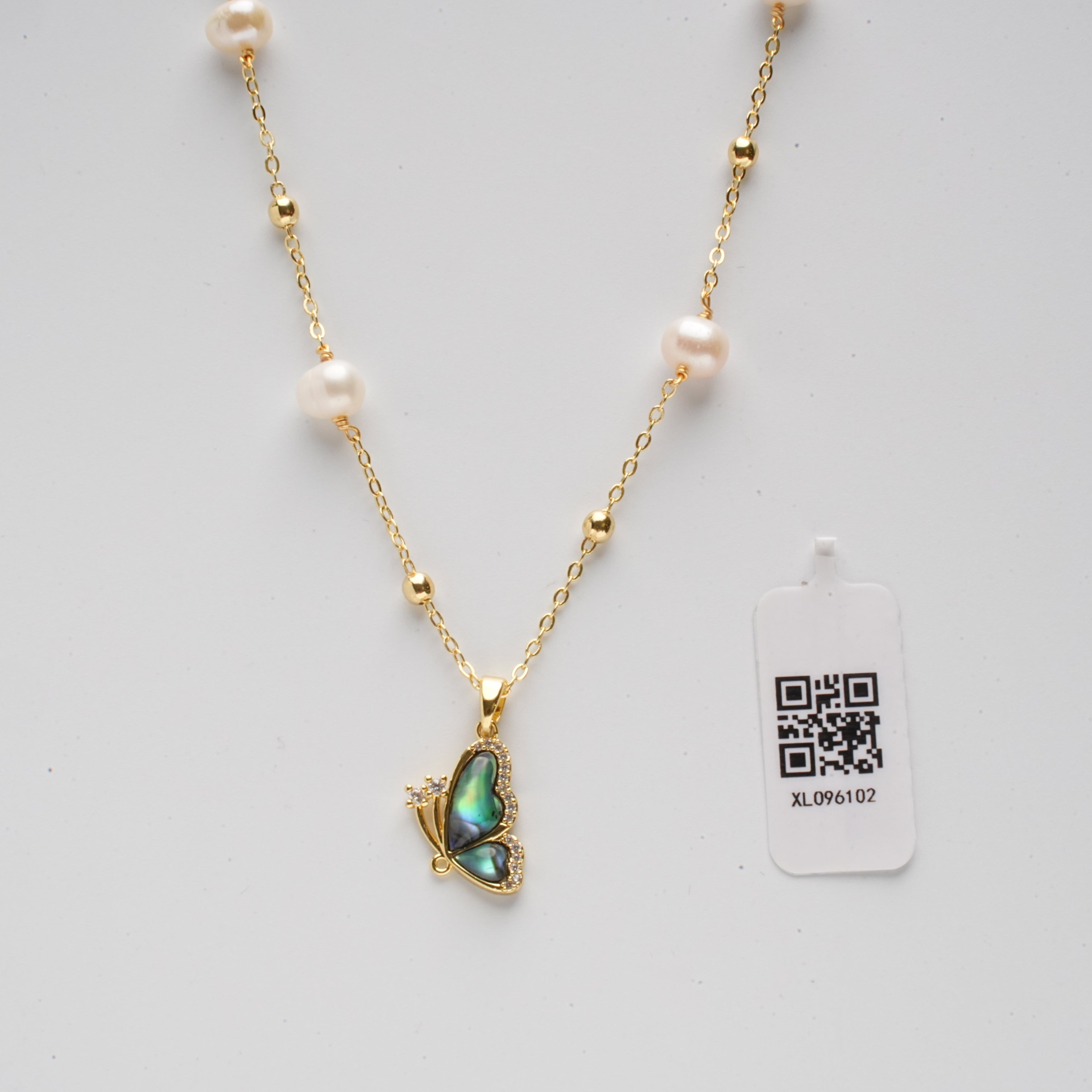 Butterfly Pearl Dangle Necklace