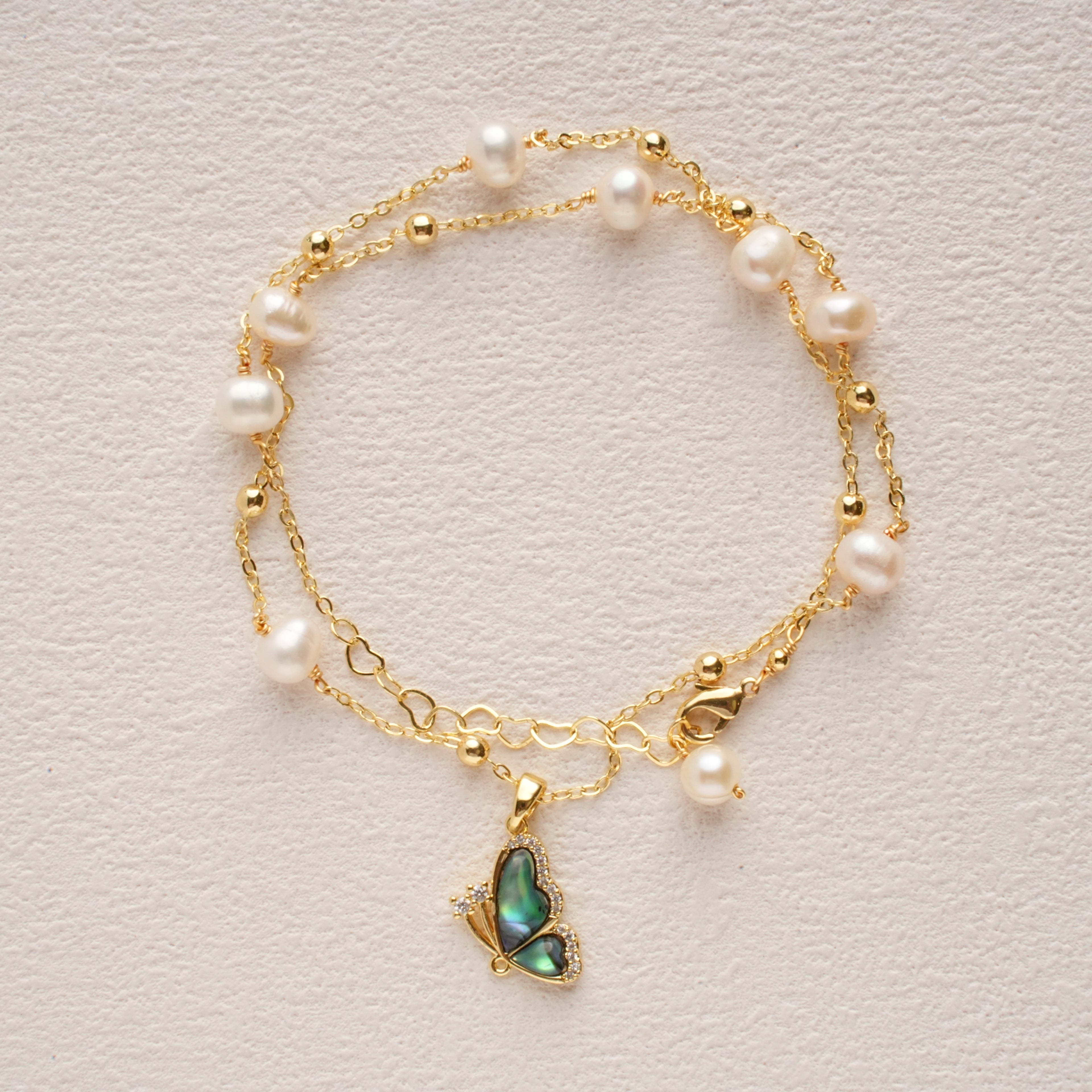 Butterfly Pearl Dangle Necklace