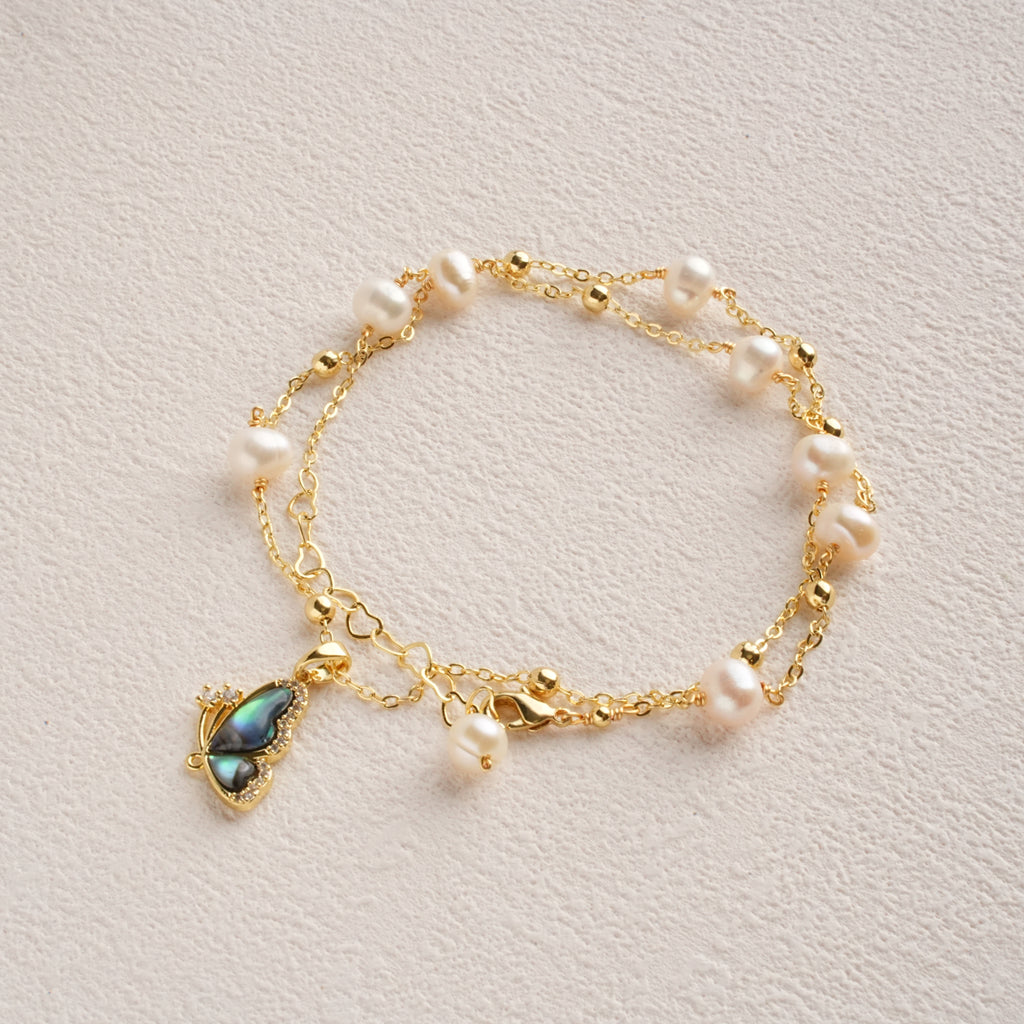 Butterfly Pearl Dangle Necklace