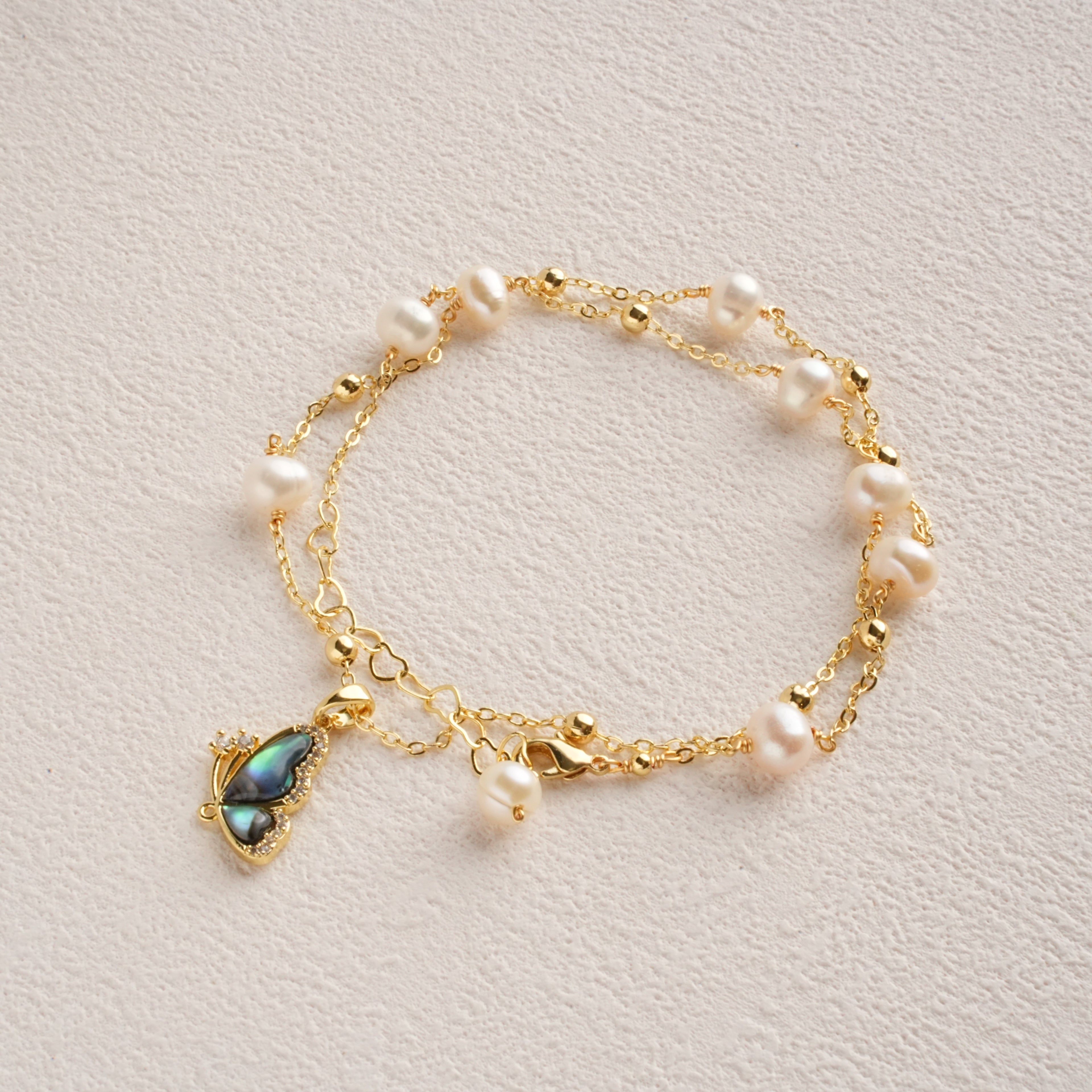 Butterfly Pearl Dangle Necklace