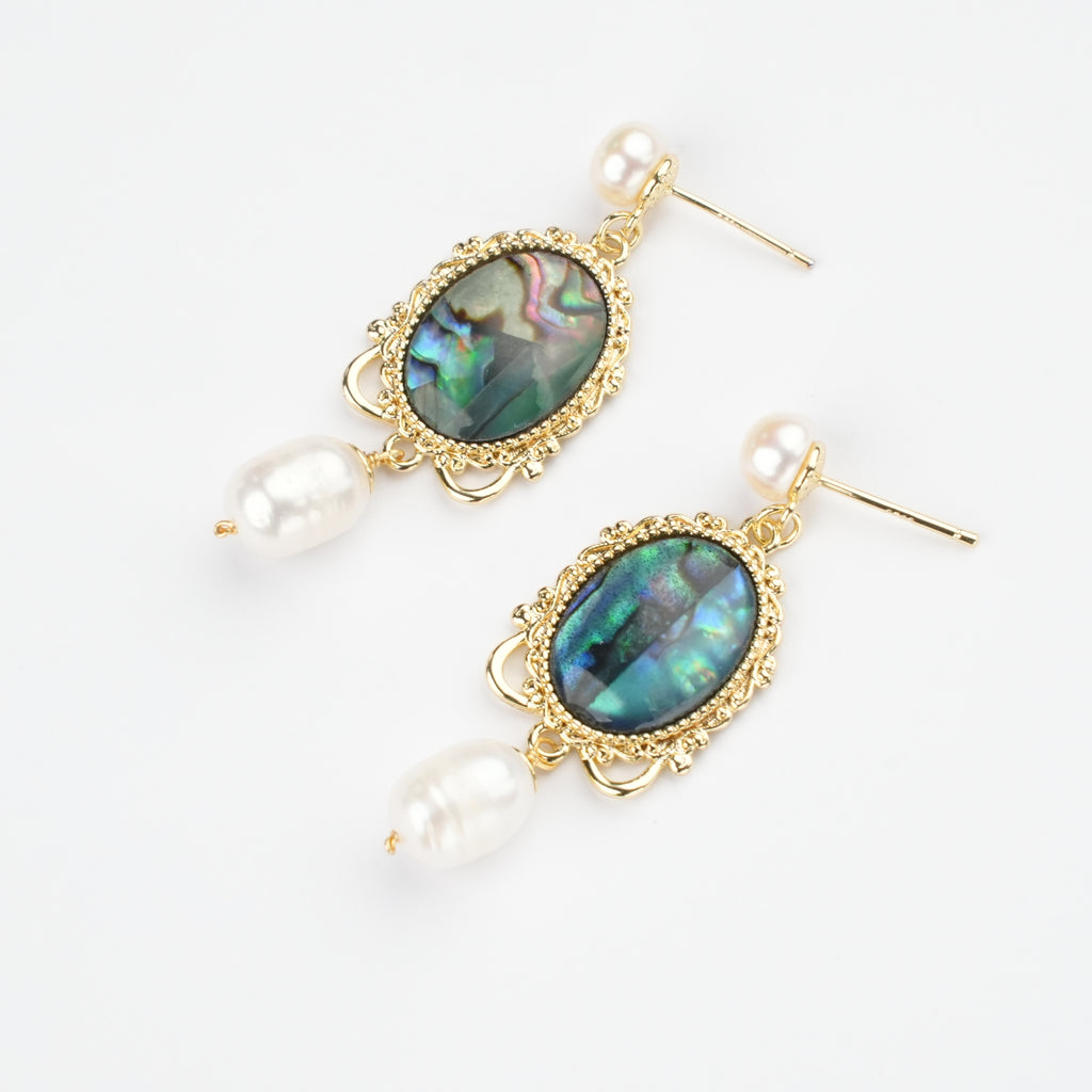 Abalone Glow Freshwater Pearl Earrings