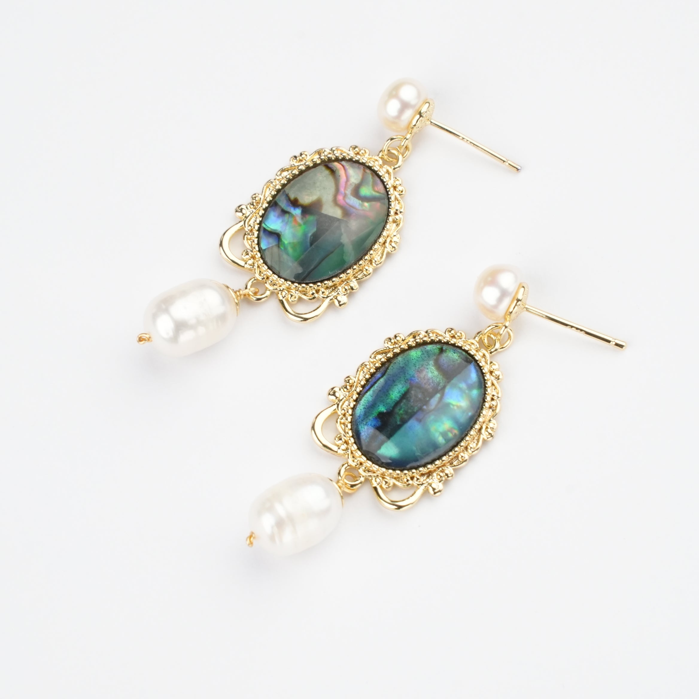 Abalone Glow Freshwater Pearl Earrings