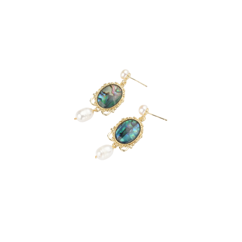 Abalone Glow Freshwater Pearl Earrings
