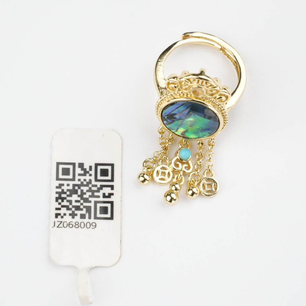 Elegant Vintage Abalone Tassel Coin Earrings