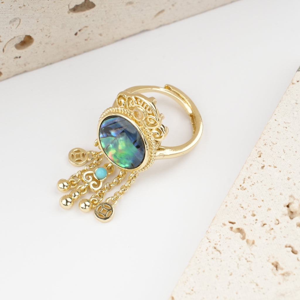 Elegant Vintage Abalone Tassel Coin Earrings