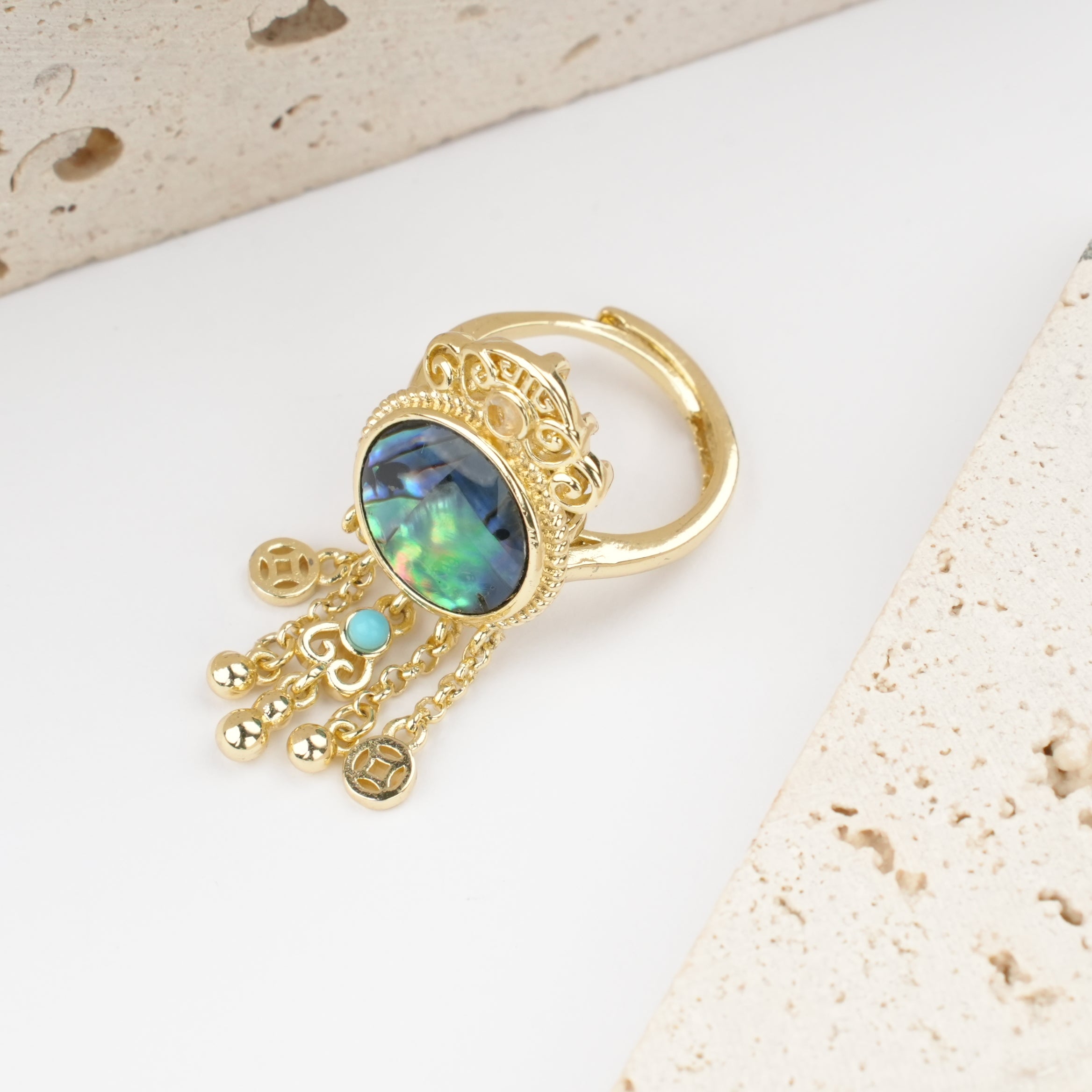 Elegant Vintage Abalone Tassel Coin Earrings