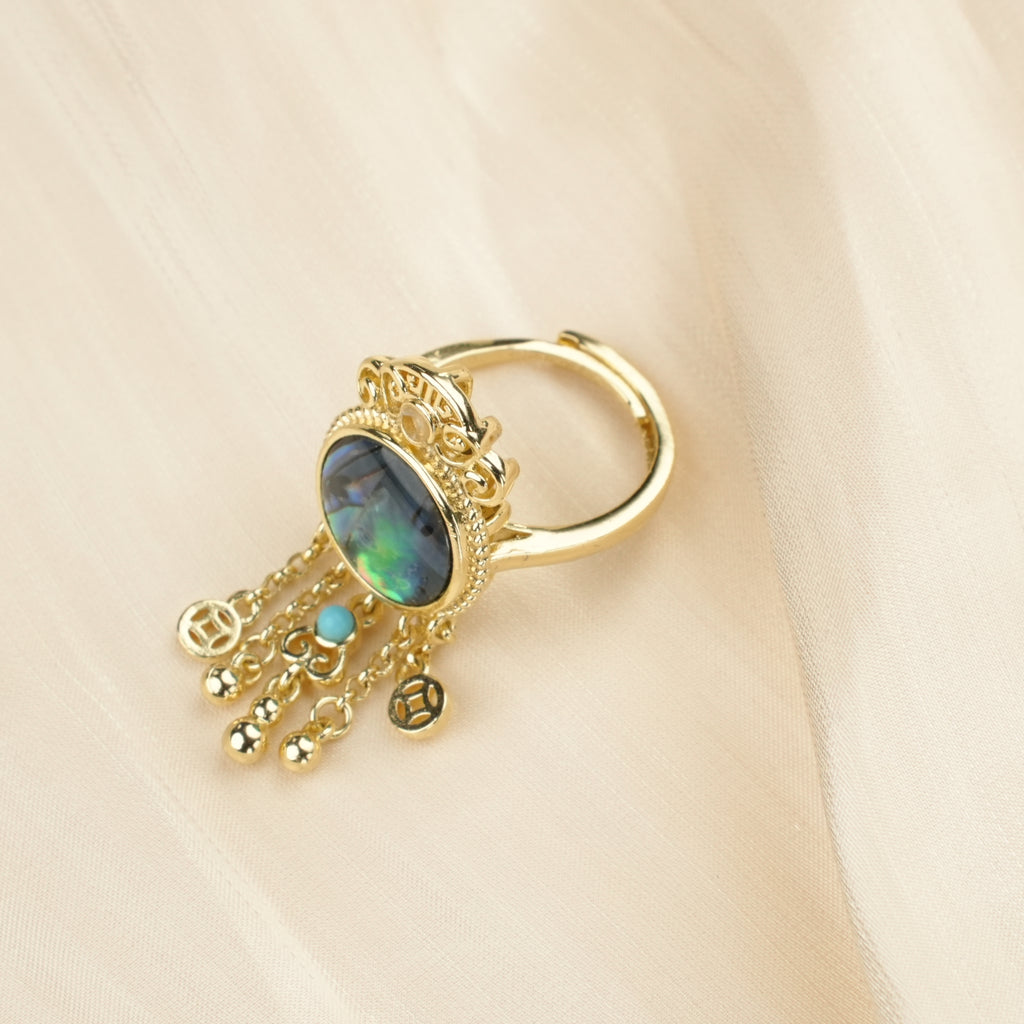 Elegant Vintage Abalone Tassel Coin Earrings