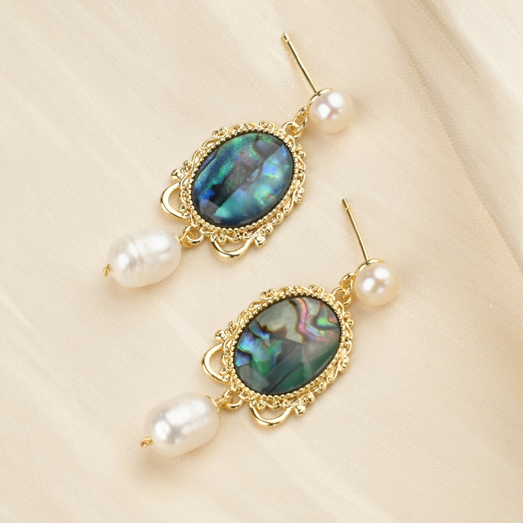 Abalone Glow Freshwater Pearl Earrings