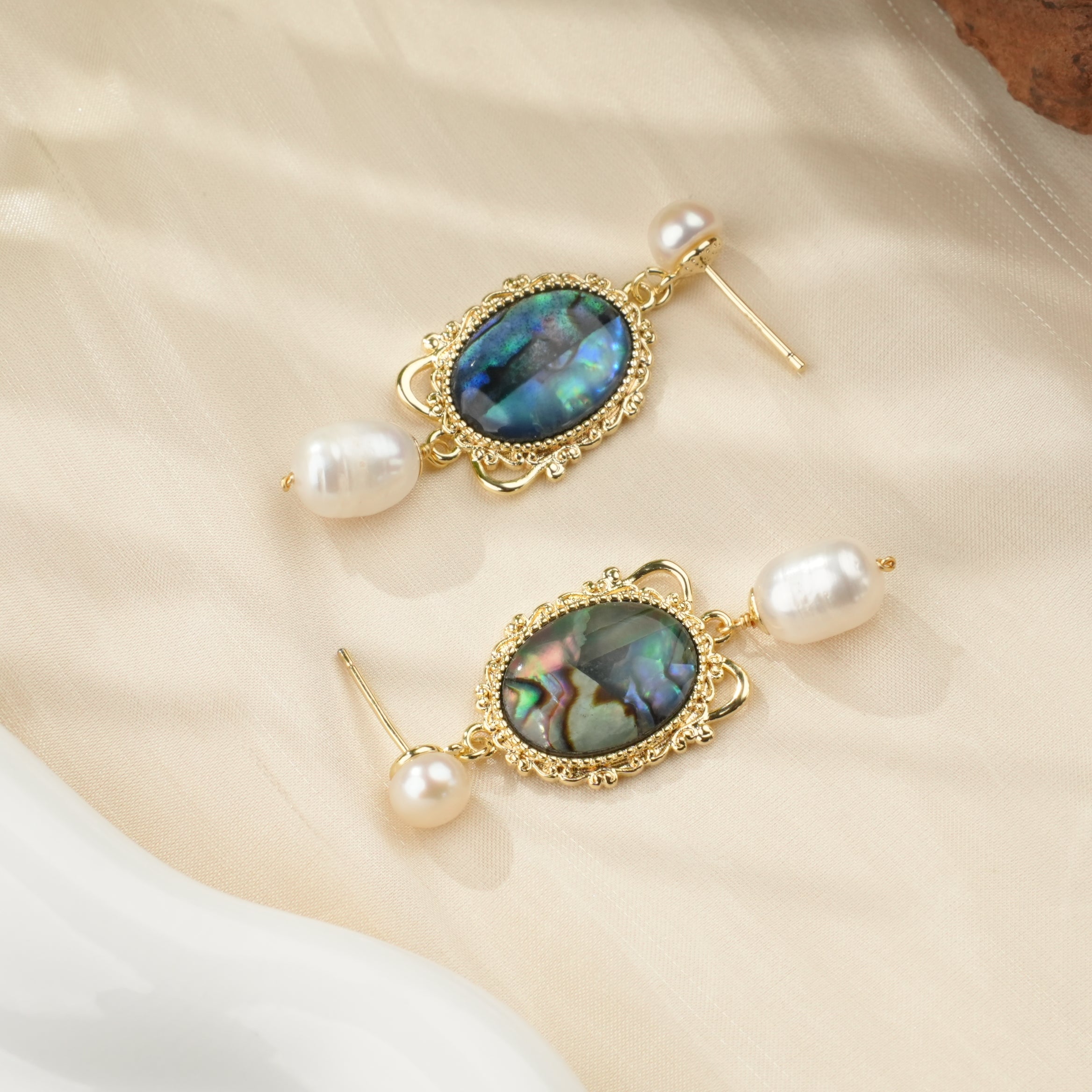 Abalone Glow Freshwater Pearl Earrings