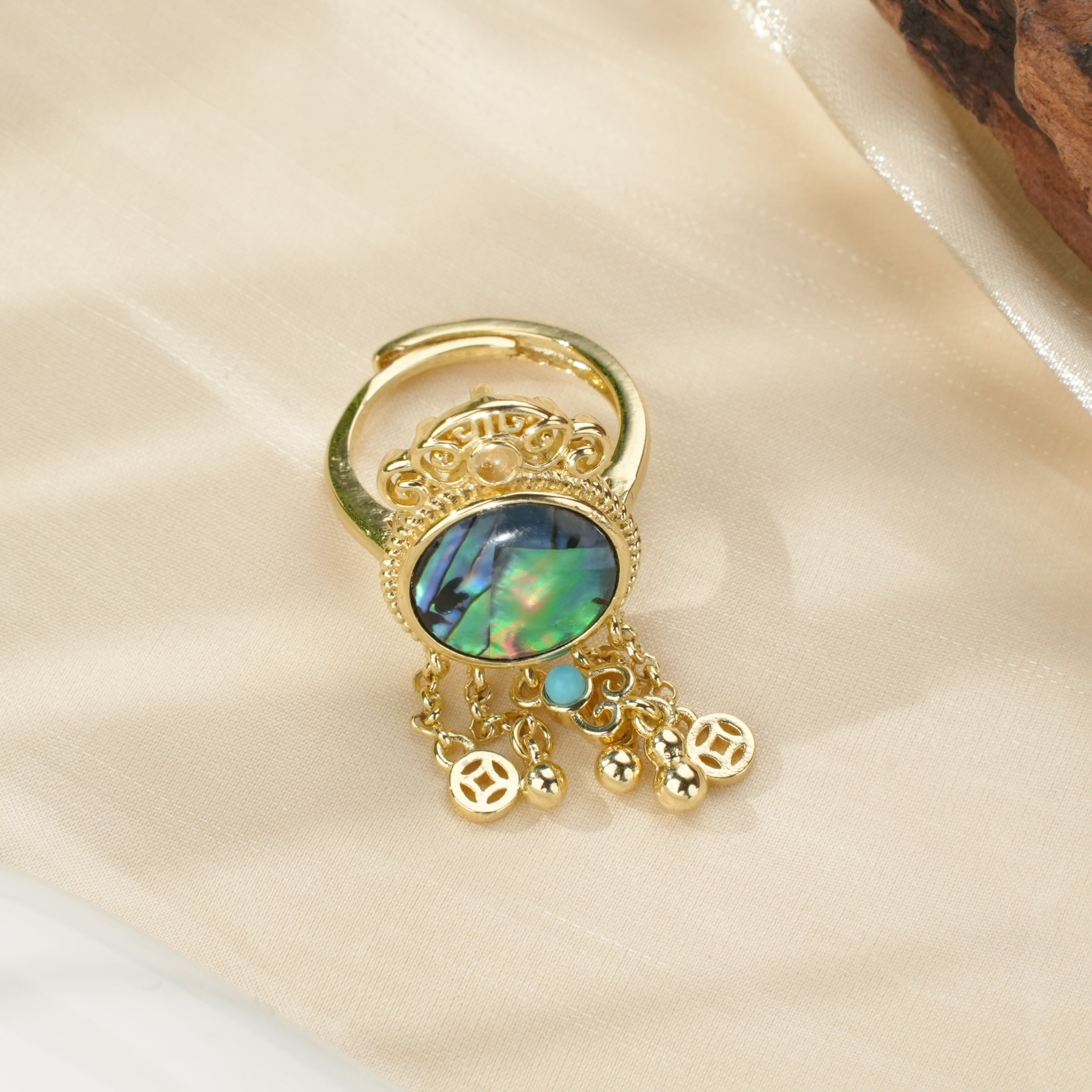 Elegant Vintage Abalone Tassel Coin Earrings