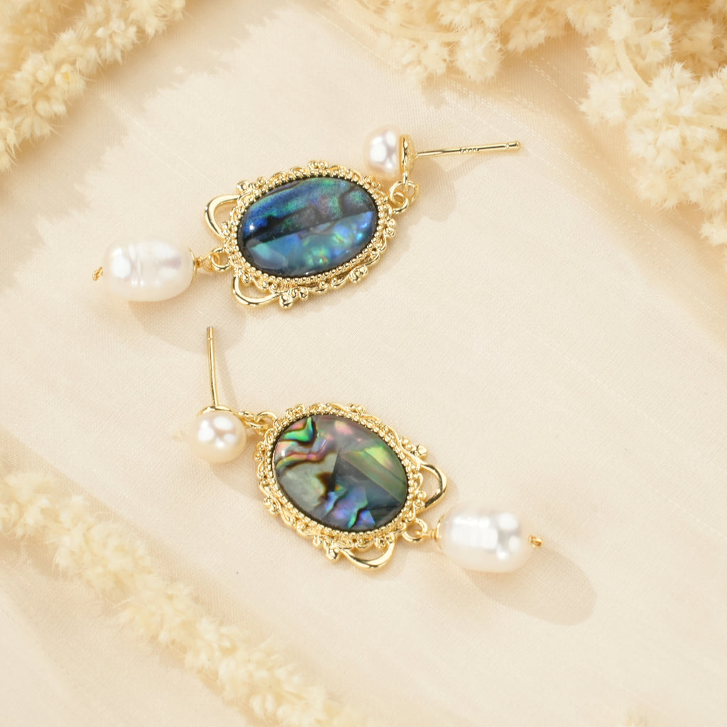 Abalone Glow Freshwater Pearl Earrings