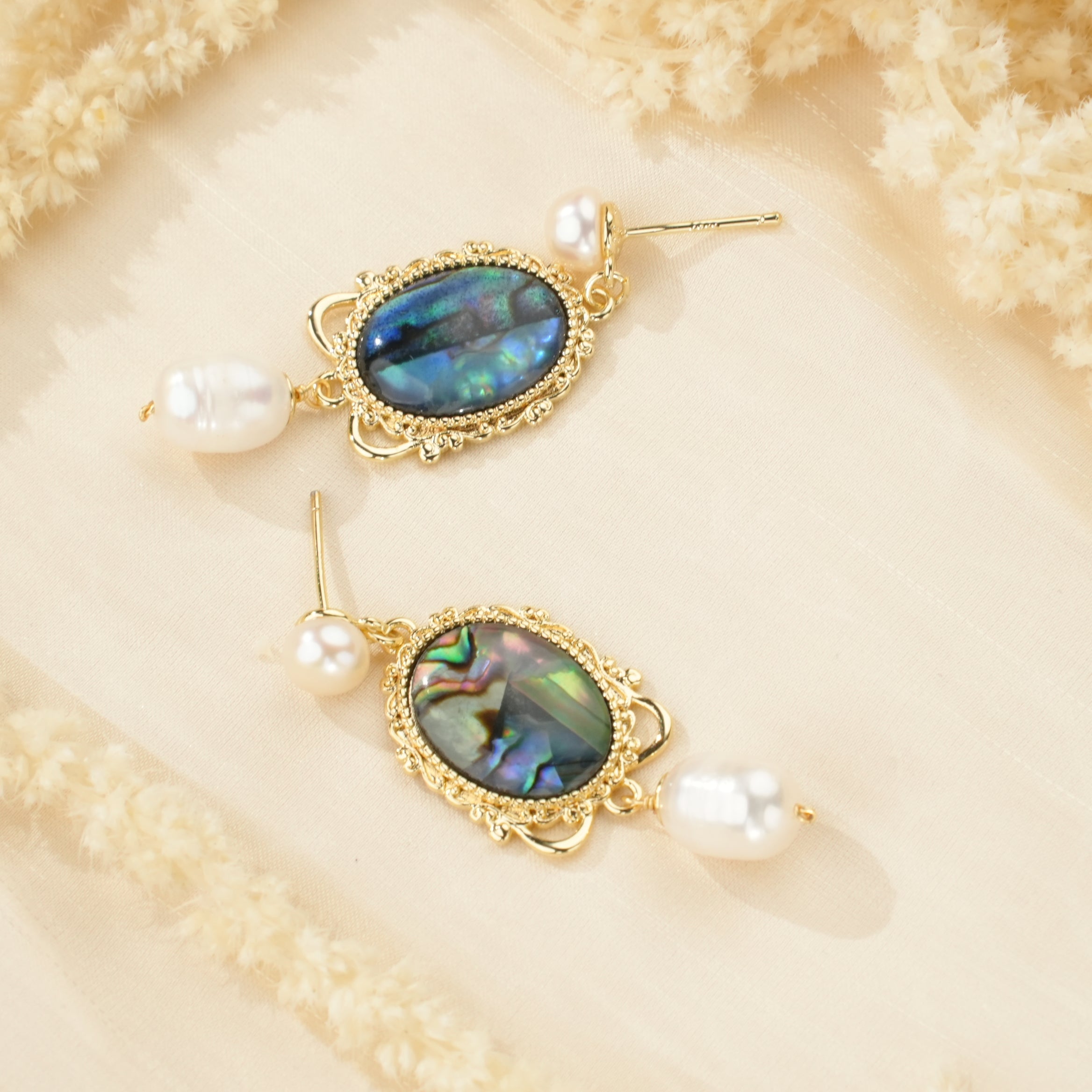 Abalone Glow Freshwater Pearl Earrings