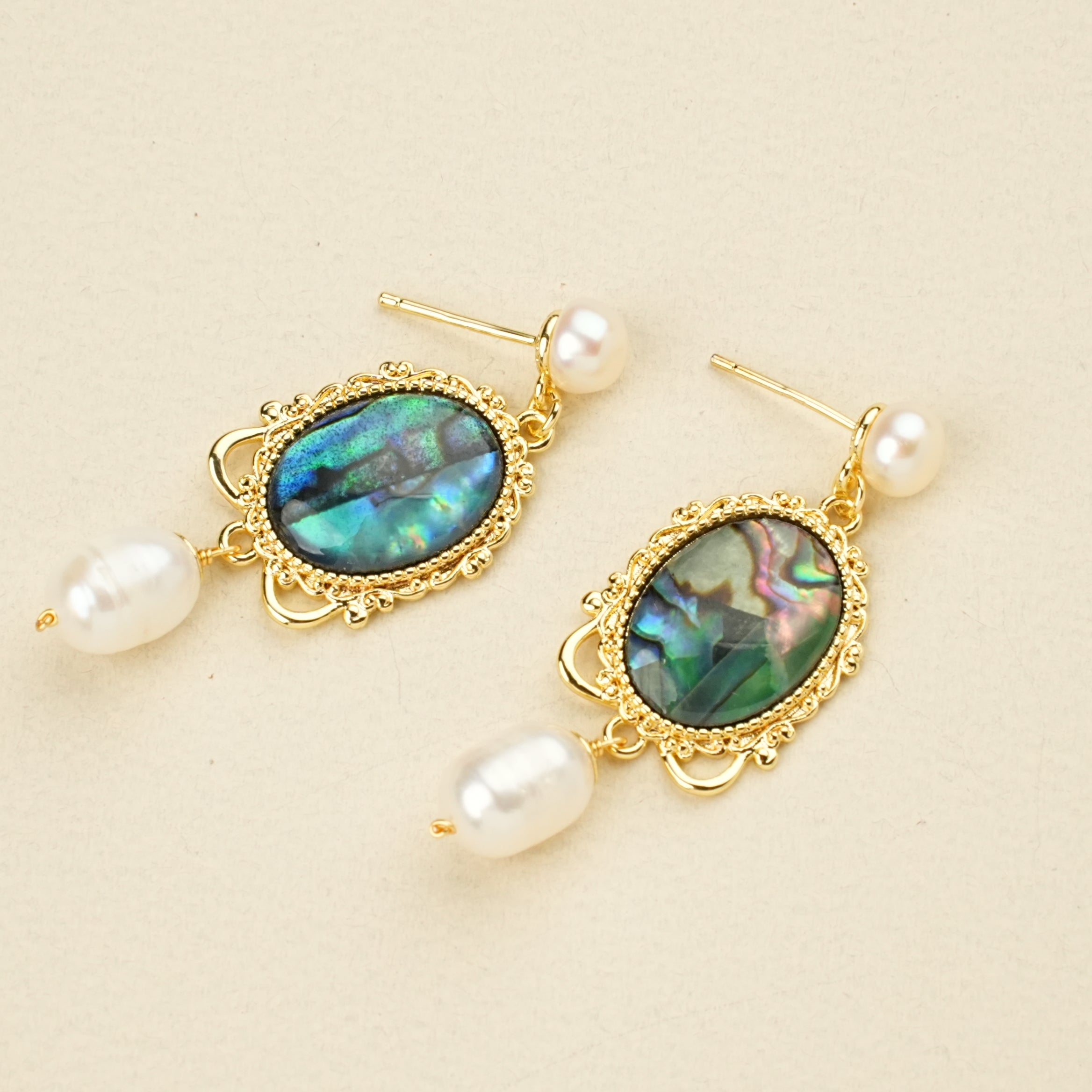 Abalone Glow Freshwater Pearl Earrings