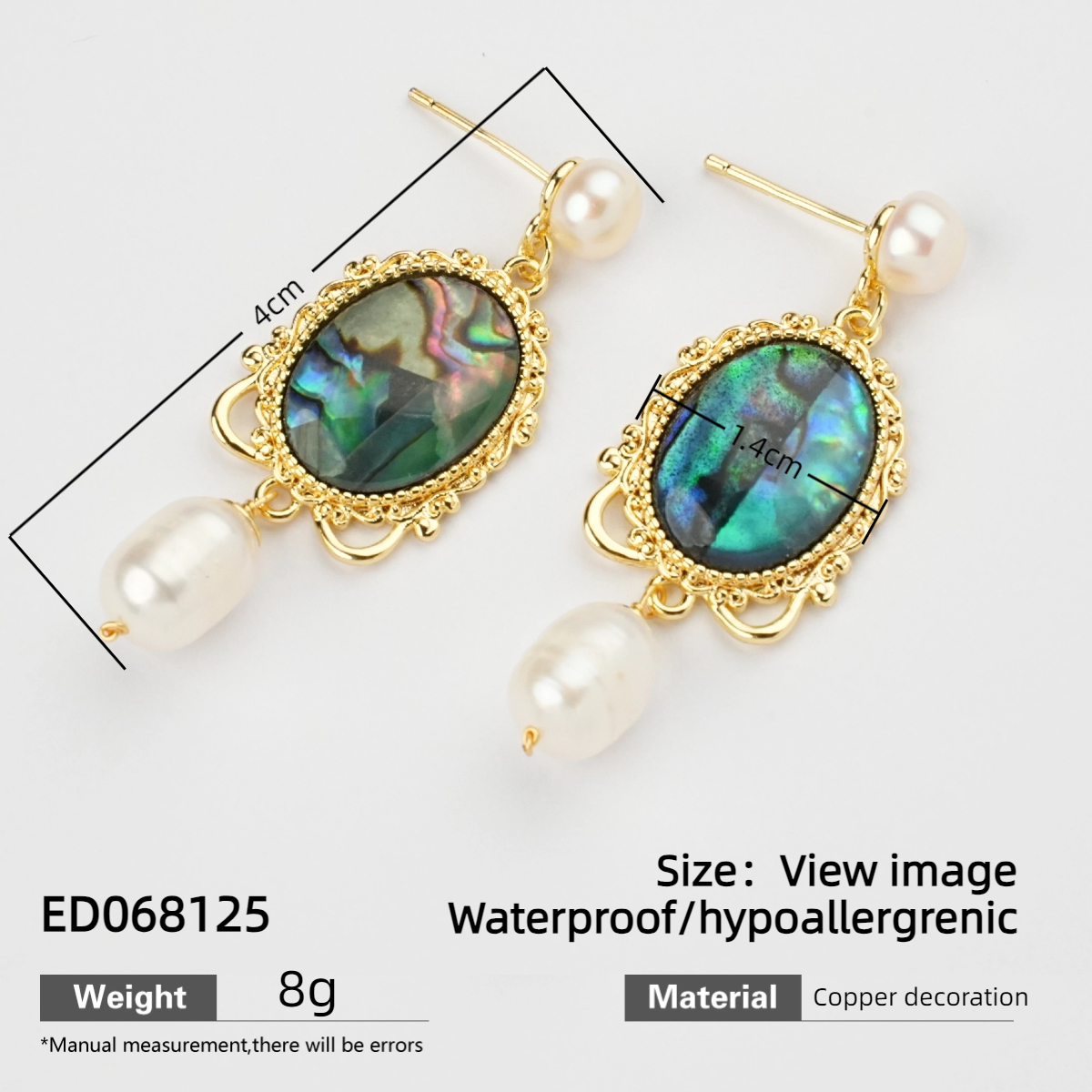 Abalone Glow Freshwater Pearl Earrings