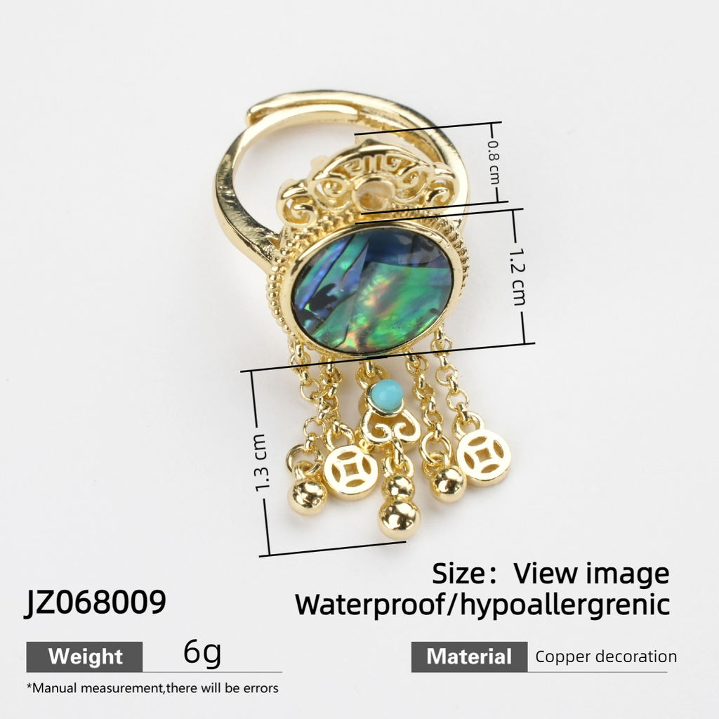 Elegant Vintage Abalone Tassel Coin Earrings