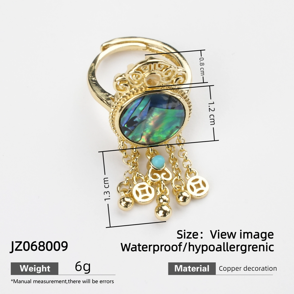 Elegant Vintage Abalone Tassel Coin Earrings