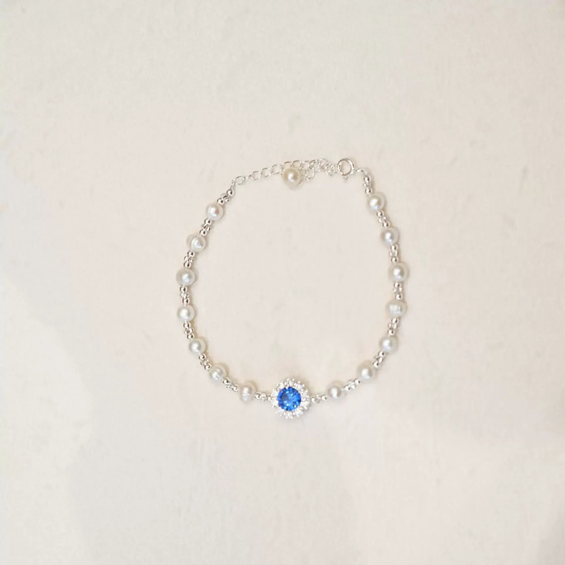 Sterling Silver Aquamarine Pearl Necklace