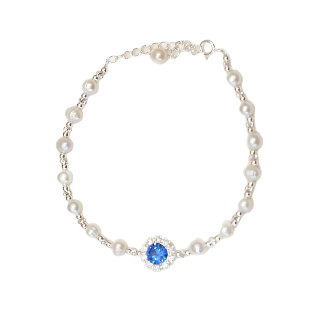 Sterling Silver Aquamarine Pearl Necklace