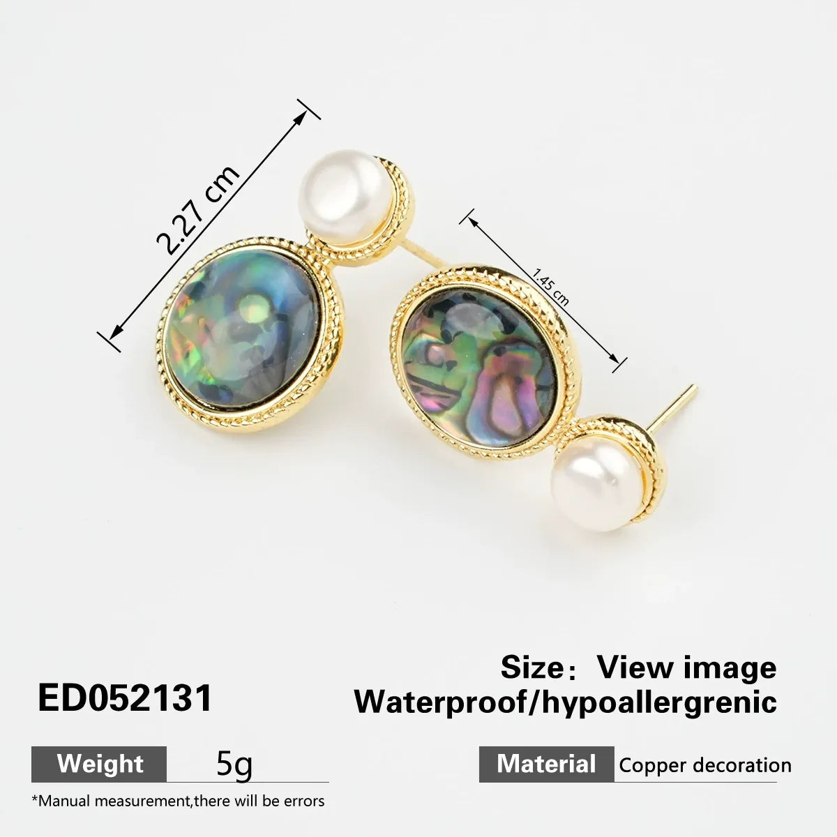 Natural Pearl &amp; Green Abalone Earrings