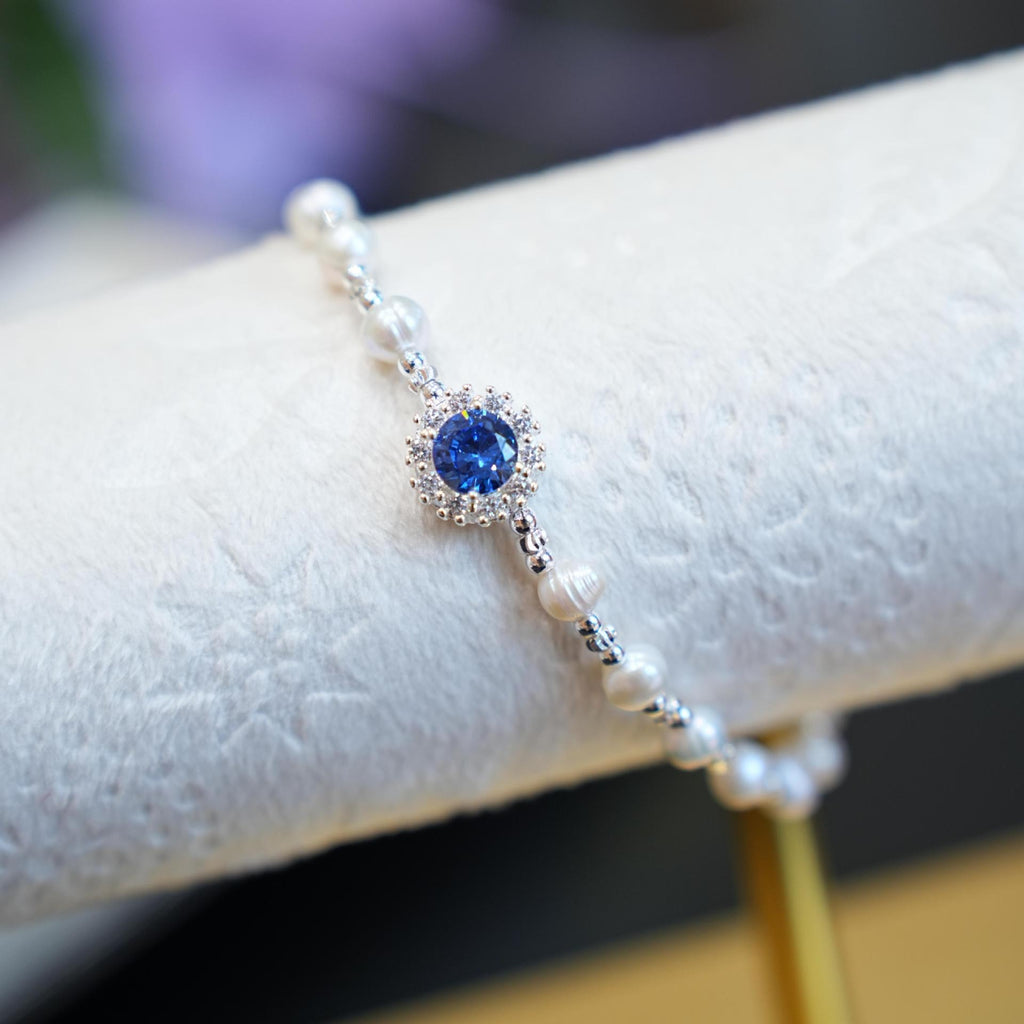 Sterling Silver Aquamarine Pearl Necklace